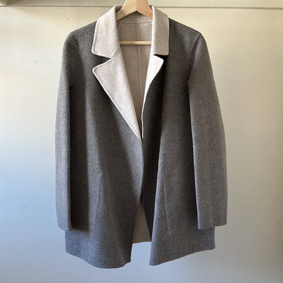 New Theory Sileena R Winsome open front spread collar reversible cashmere coat - Picture 4 of 16